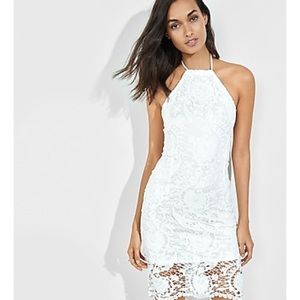 Express. White Lace Halter Sheath Dress.